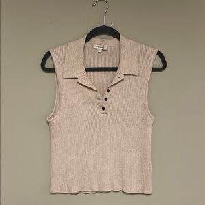 Madewell Cream Ribbed Sleeveless Collared Top – XXL